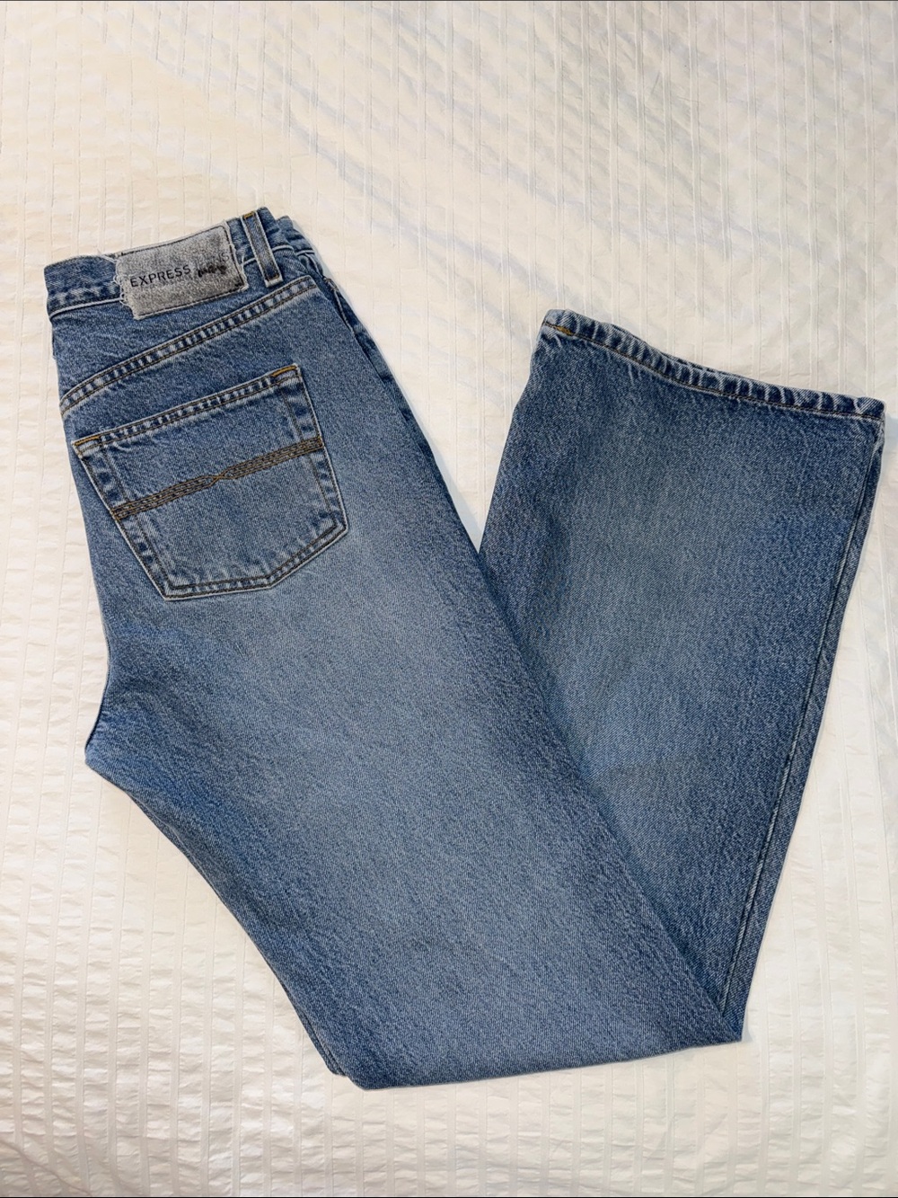 Express Flare Leg Jeans in Medium Blue Wash